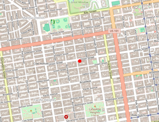 Map showing location of Biohackr Health in San Francisco, California