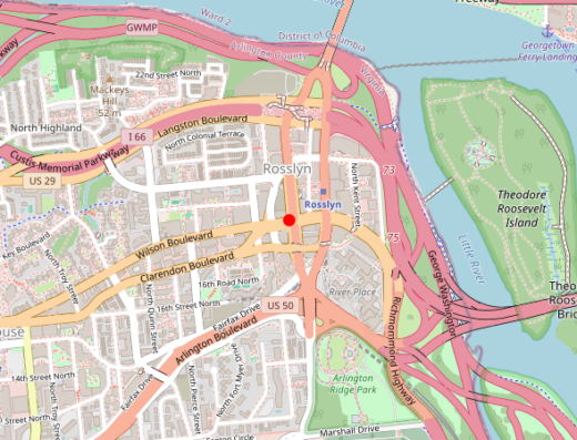 Map showing location of Bloom Health Centers in Arlington, VA