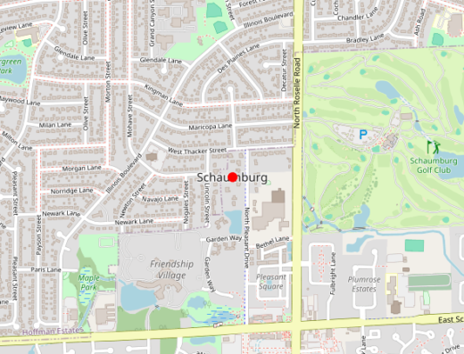 Map showing location of BluePath Longevity in Schaumburg, Illinois