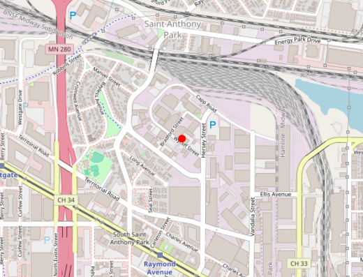 Map showing location of Center for Conscious Alchemy in Saint Paul, MN
