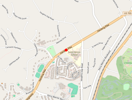 Map showing location of Compass Human Performance in Nashville, Tennessee