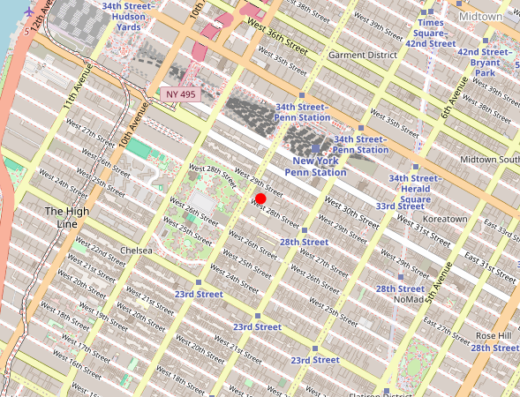 Map showing location of Curated Mental Health in New York City, NY