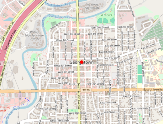 Map showing location of Elive Health & Wellness in Georgetown, Texas