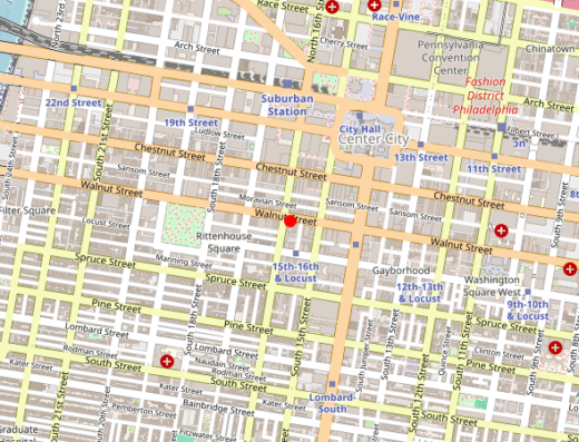 Map showing location of Gameday Men's Health Philadelphia in Philadelphia, Pennsylvania