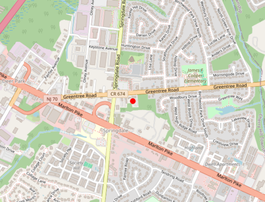 Map showing location of Greentree Medical & Wellness in Cherry Hill, New Jersey