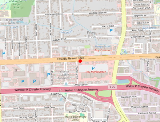 Map showing location of Helios Psychiatry and Counseling in Troy, MI