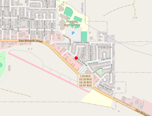 Map showing location of High Country Behavioral Health (Douglas) in Douglas, WY