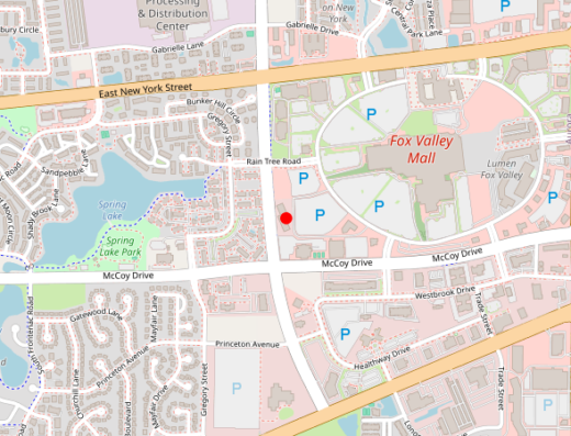 Map showing location of Holistic Behavioral & TMS Therapy in Aurora, IL