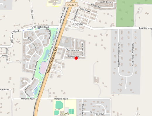 Map showing location of Impact Infusions in Argyle, TX