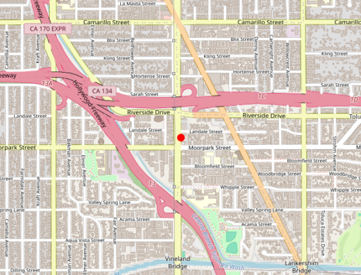 Map showing location of LA Ortho & Wellness in Toluca Lake, California