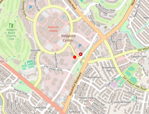 Map showing location of Longevity Healthcare in Newport Beach, California