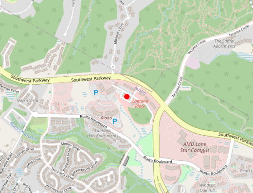 Map showing location of MATTR Biowellness Club in Austin, Texas