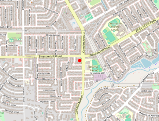 Map showing location of NexGen Health in San Jose, California