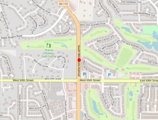 Map showing location of PAX Institute in Sioux Falls, SD