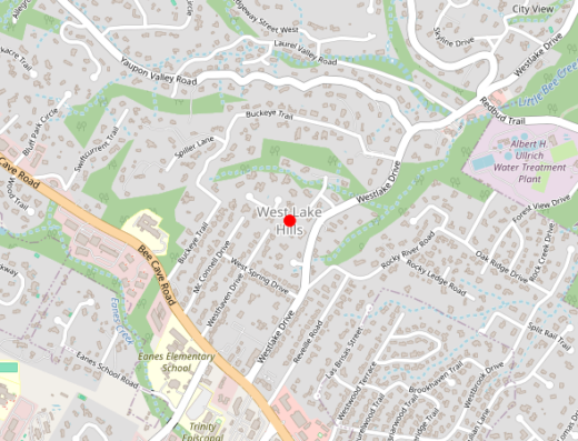 Map showing location of Precision Regenerative & Functional Medicine in West Lake Hills, Texas