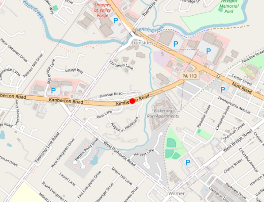 Map showing location of Prime Life Wellness & Health in Phoenixville, Pennsylvania