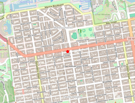 Map showing location of Radiant Health SF in San Francisco, California