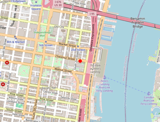 Map showing location of Renew Vitality Philadelphia in Philadelphia, Pennsylvania