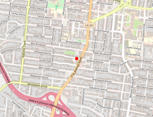Map showing location of Sage Wellness & Health in Nashville, Tennessee