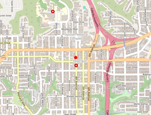 Map showing location of SD Wellness Group in San Diego, CA