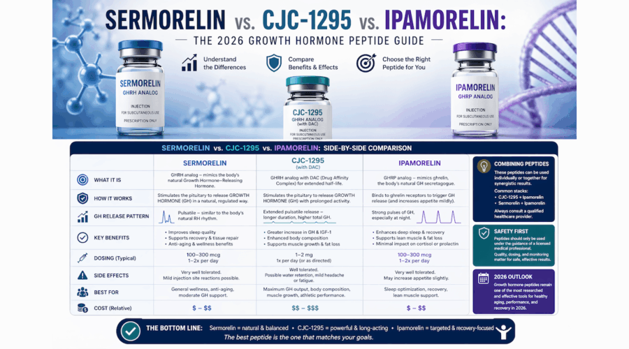 Sermorelin vs. CJC-1295 vs. Ipamorelin: The 2026 Growth Hormone Peptide Guide