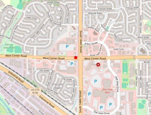 Map showing location of South Omaha Medical Associates (SOMA) in Omaha, NE