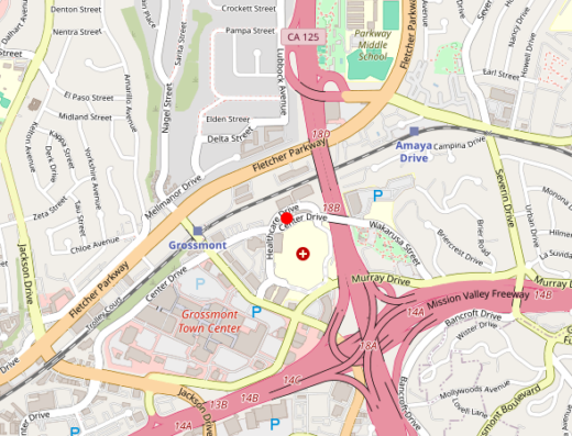 Map showing location of TMS Therapeutics in La Mesa, CA