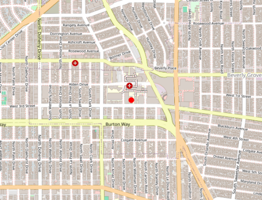 Map showing location of Tower Urology in Los Angeles, California