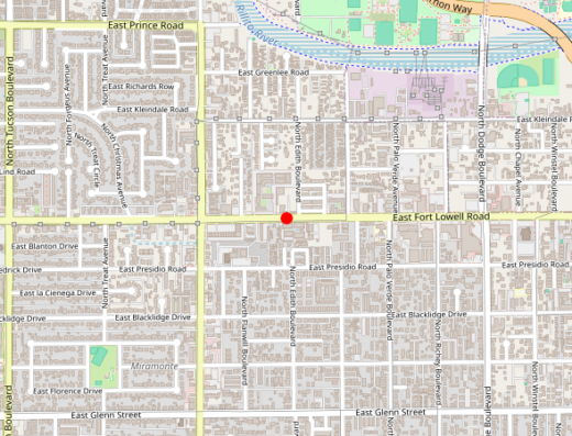 Map showing location of Wily Wellness in Tucson, AZ